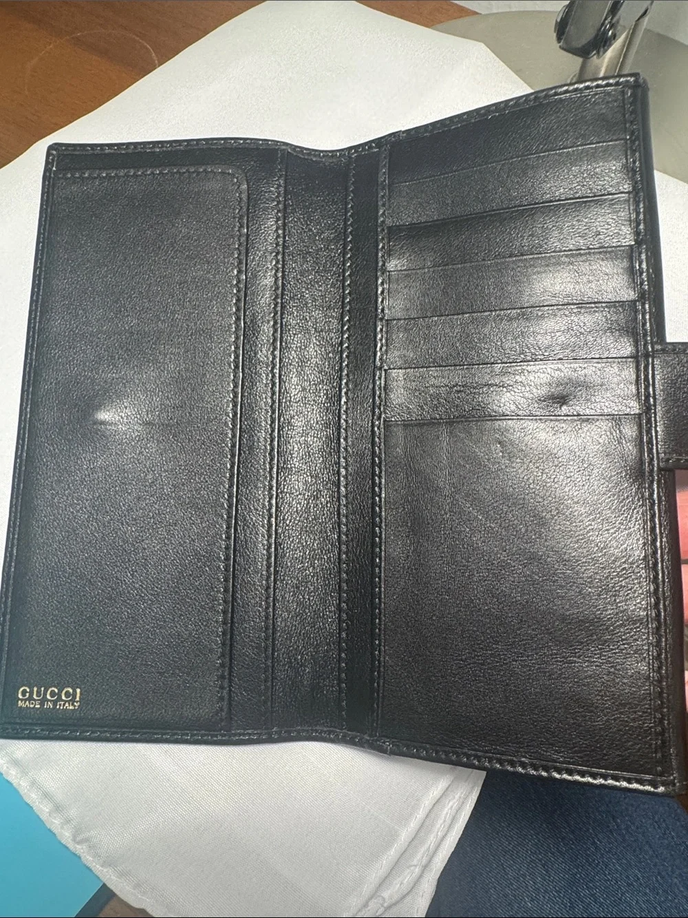 Gucci Bamboo detail Black Leather Wallet EUC